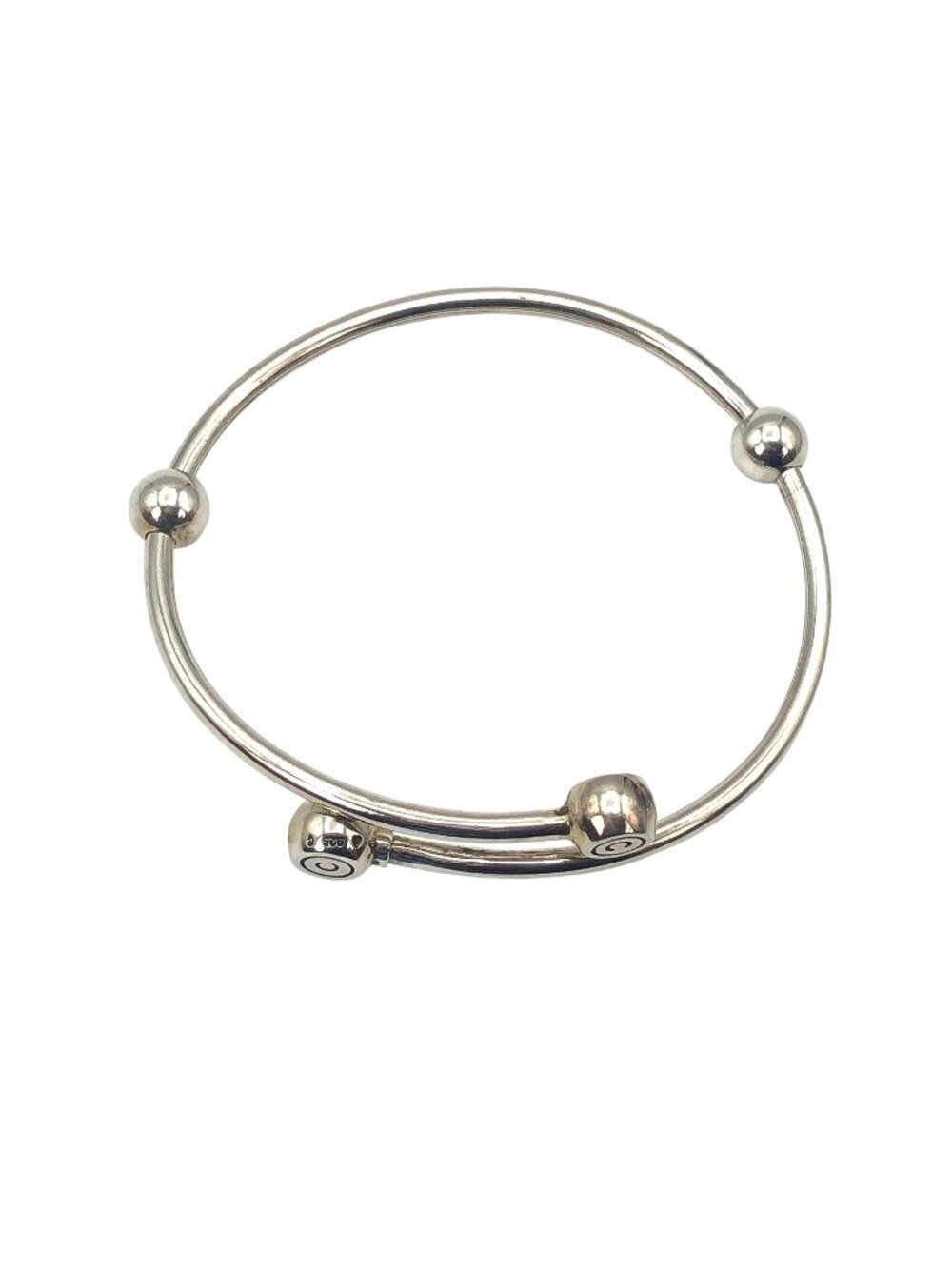 Chamilia Sterling Silver 7.9 Inch Flex Bangle Charm Bracelet Stoppers